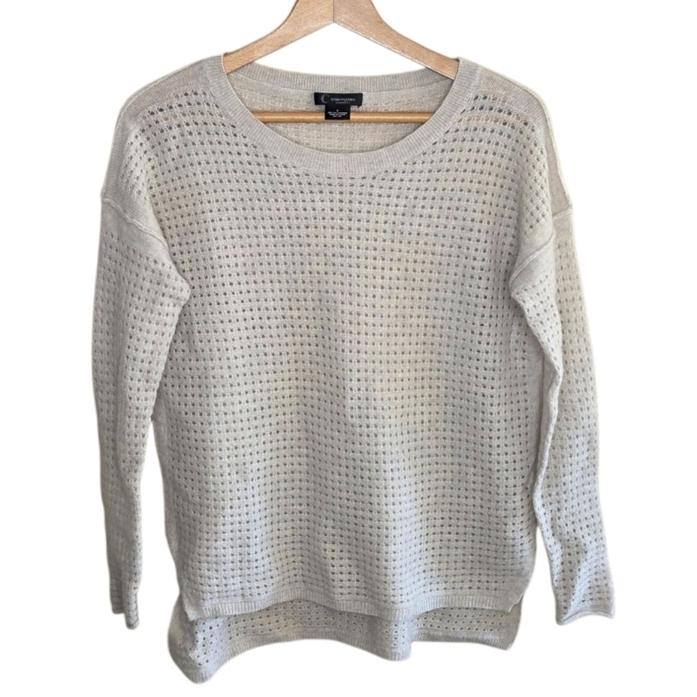 C by Bloomingdales | Cashmere Beige Open Knit Sweater Size Small Elevated Basic